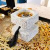 Vintages Resins Incenses Burners Base, Square Layer Tassels Antique Home Decoration Art for Study Room Living Room Home Office