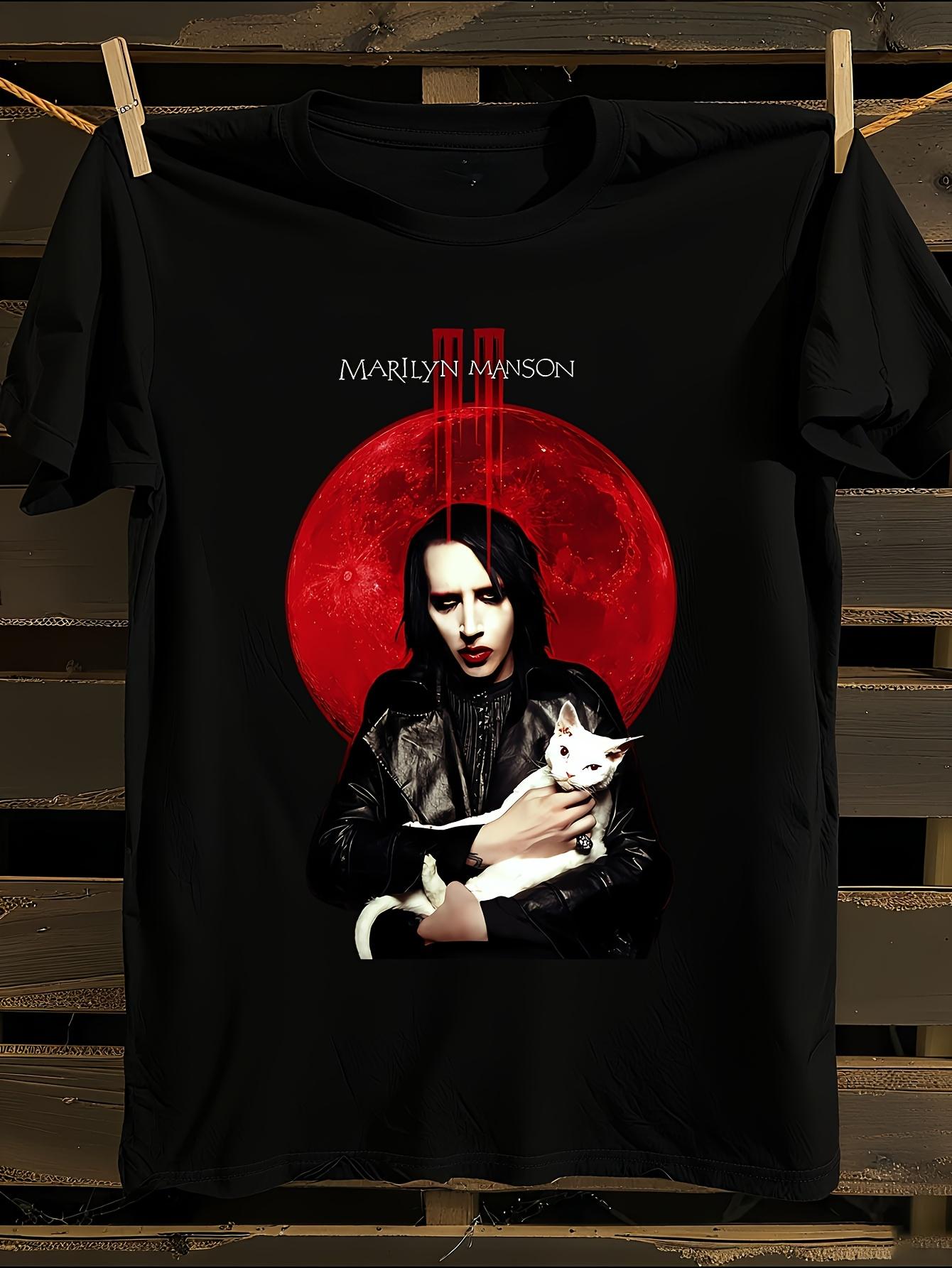 Funny Meong Marilyn Manson Logo Tshirt M