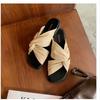 Soft~ Huge Comfortable Soft Skin Pleated Kink Versatile Square Head Cloud Half Slippers