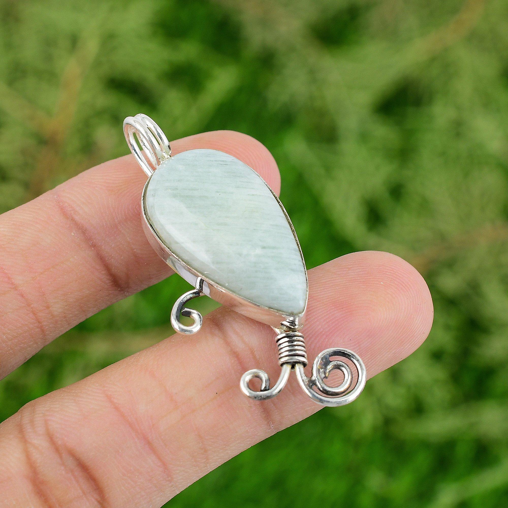 

Amazonite Gemstone Pendant Latest Design Jewelry 925 Sterling Silver Pendant Handmade Pendant Christmas Gifts