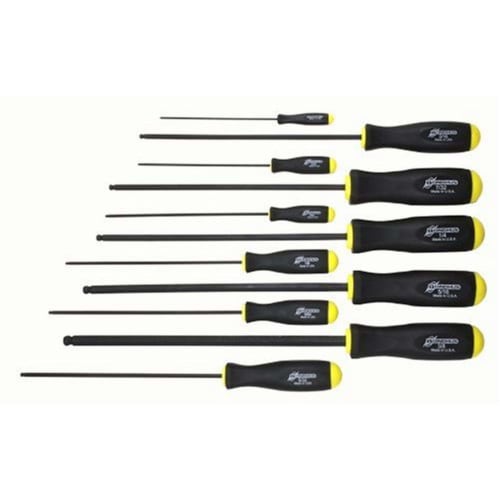 Made In USA, BONDHUS Hex Ball Point Driver Long Set, Black Oxide Finish, 11-Piece Set (5/64", 3/32", 7/64", 1/8", 9/64", 5/32", 3/16", 7/32", 1/4", 5/