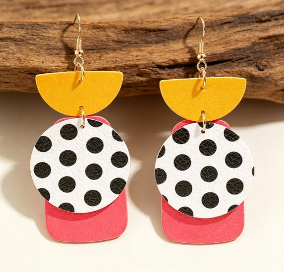 Black & White Leather Dangle Earrings - European & American Fashion