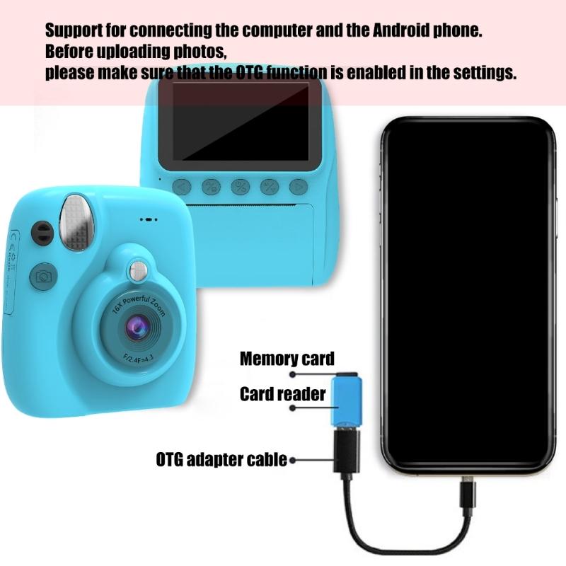 Instantly Print Camera For Kids With 32GB Card Coloring Pen 1080P Retro Design For Ages 3-12 Durability& Safe Materials