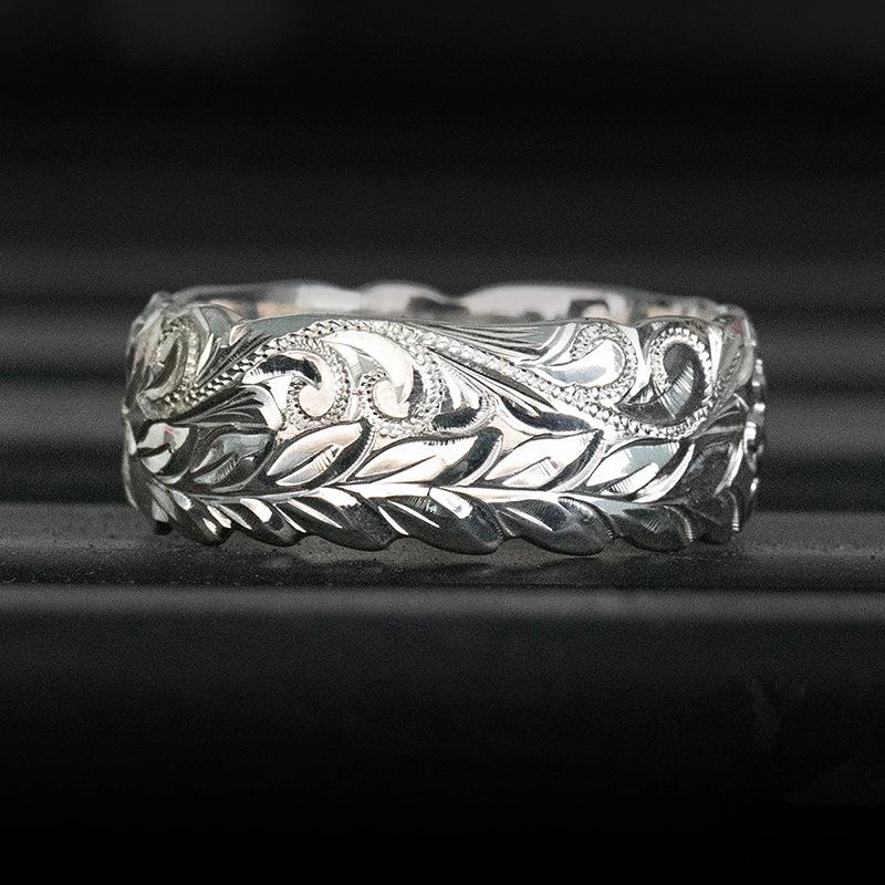 Metal CopperColor Caved Pattern Women Thin Rings Temperament Wedding Bands Accessories Fashion Versatile Jewelry
