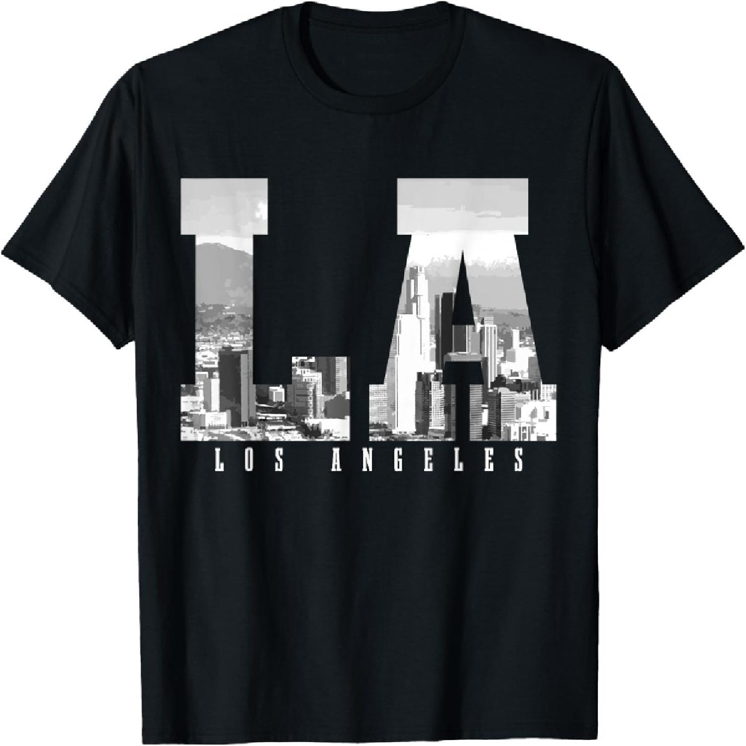 Черно-белая винтажная футболка Los Angeles California LA Skyline Pride S