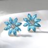 Vintage Light Luxury Colorful Diamond Sunflower Ear Clips High End Crystal Earrings Elegant Evening Party Jewelry