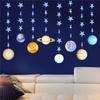 1 Set Universe Eight Planets Garlands Night Starry Sky Theme Banner Wall Hanging Decor Gift Boys DIY Hanging Flag Home Supplies