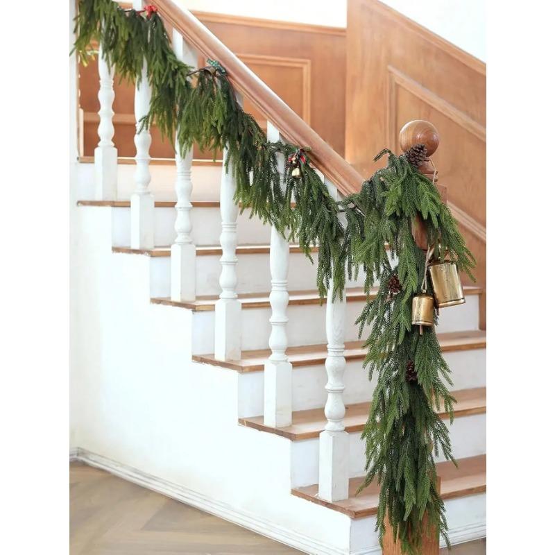 180CM 6FT Artificial Plants Norfolk Pine Garlands Real Touch Winter Pine Green Garland Wall Indoor Outdoor Christmas Decoration