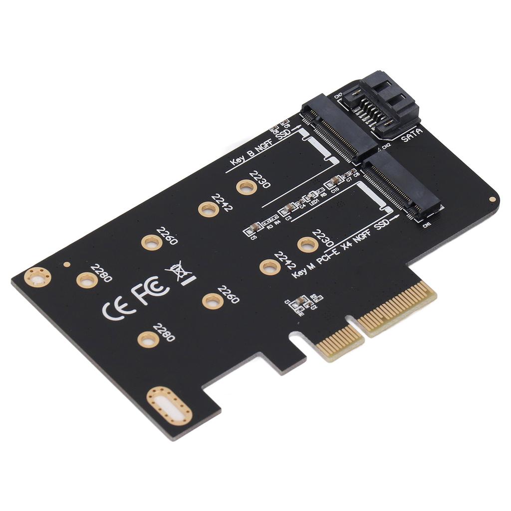NGFF M.2 to PCIe Adapter Support NGFF B Key M Key PCIe X4 Card with SATA 3.0 Cable for 2242 2260 2280 SSD