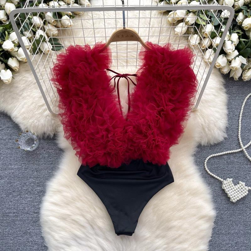 

YYFS Женские модные повседневные летние весенние боди без рукавов с V-образным вырезом XL красный