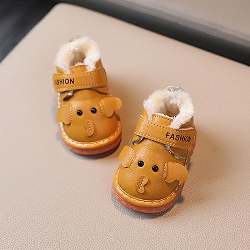 Squeaky Baby Shoes Soft-Soled Winter Boots with Fleece Unisex Infant First Walkers for 0-2 Years Baby