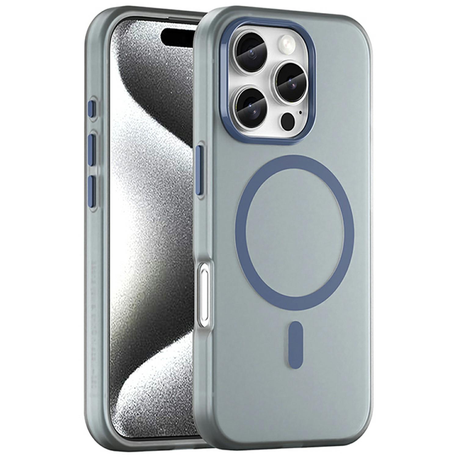 

For iPhone 16 Pro Case Compatible with MagSafe TPU+PC Slim Matte Translucent Phone Cover Dark Blue