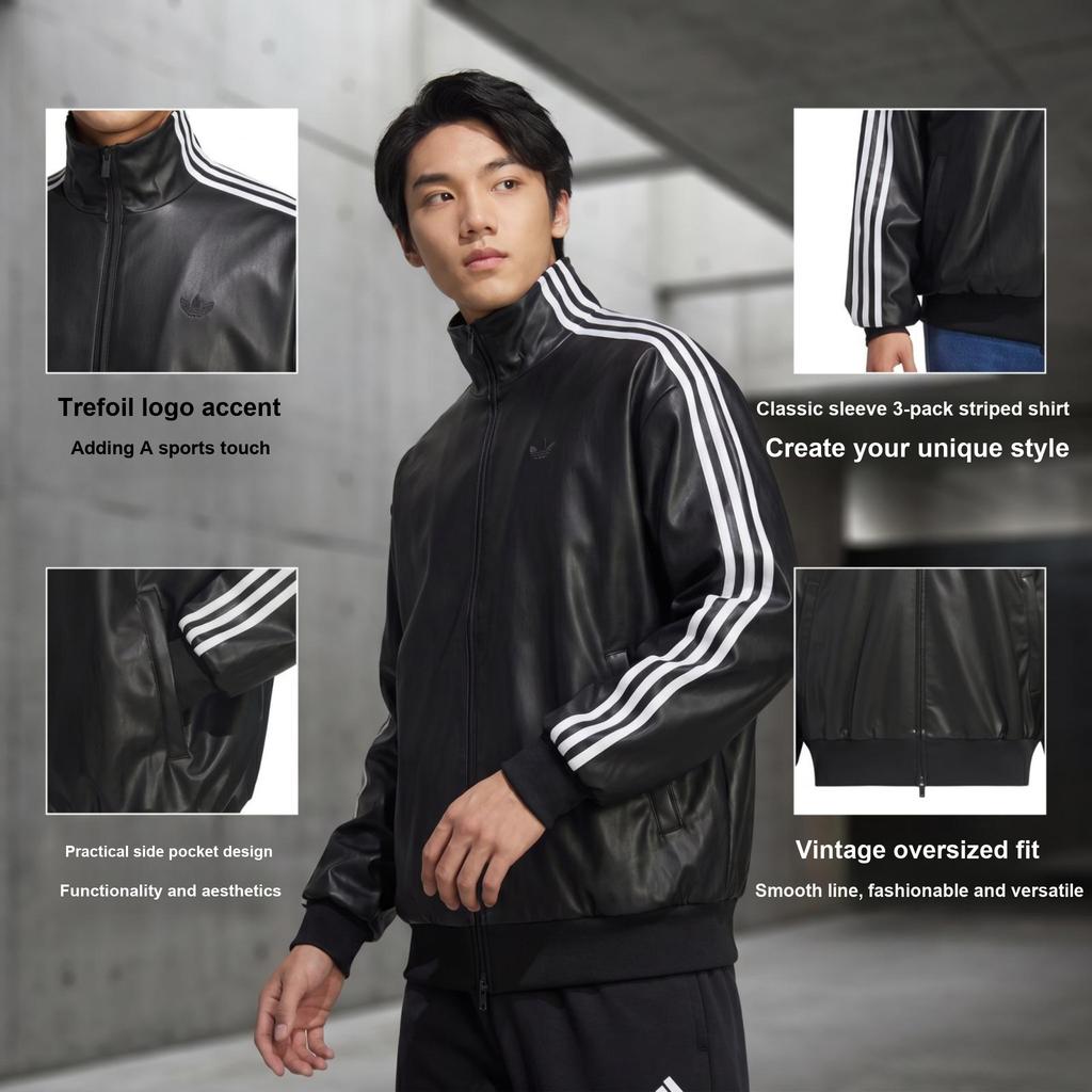 adidas Originals Trainingsjacke Kunstleder 3S Stehkragen Reißverschluss Jacke Unisex Jacken KQ5472