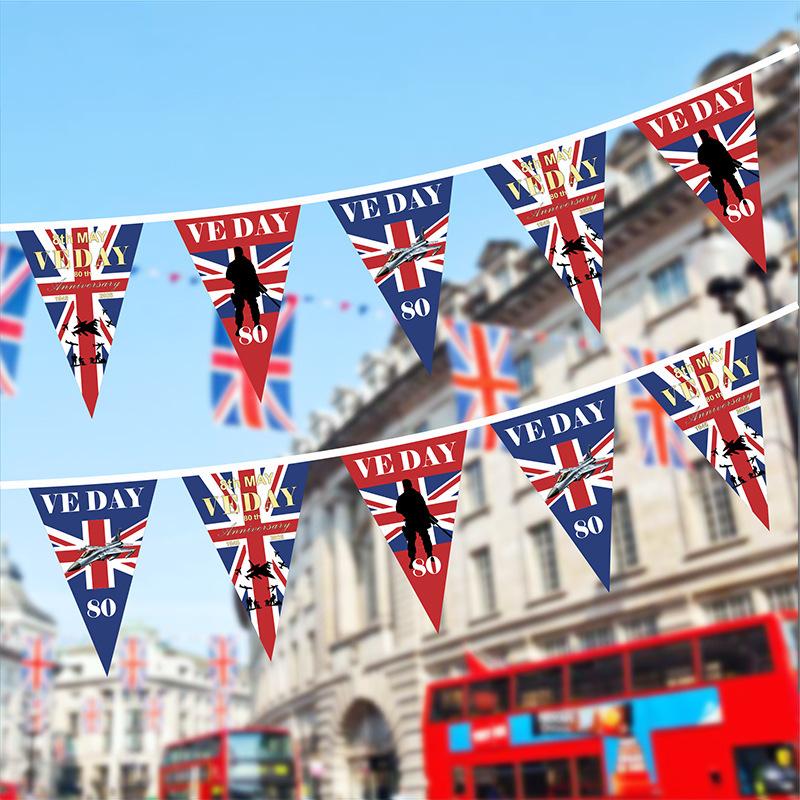VE Day 80th Bunting Banner 80 Years Victory In Europe Bunting Flag Anniversary