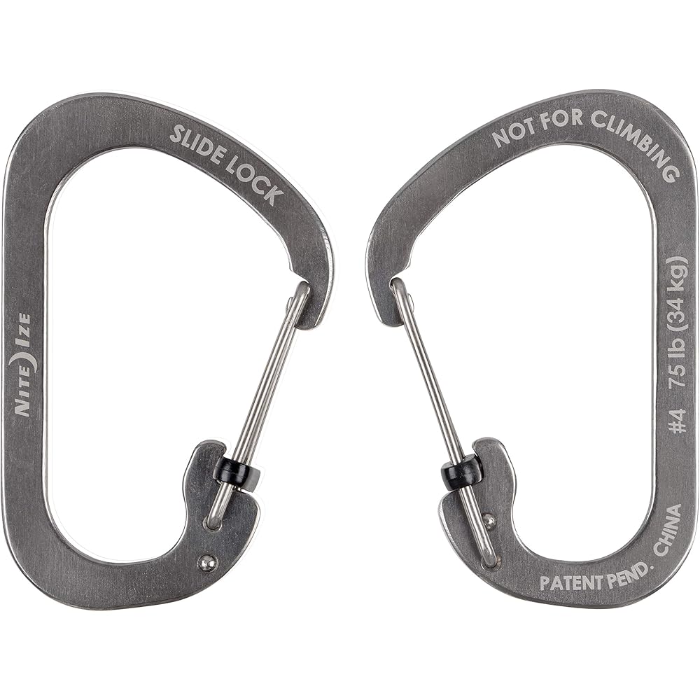Nite Ize SlideLock Carabiner #4 Silver 4.5cm x 2.5cm Durable Clip Accessory