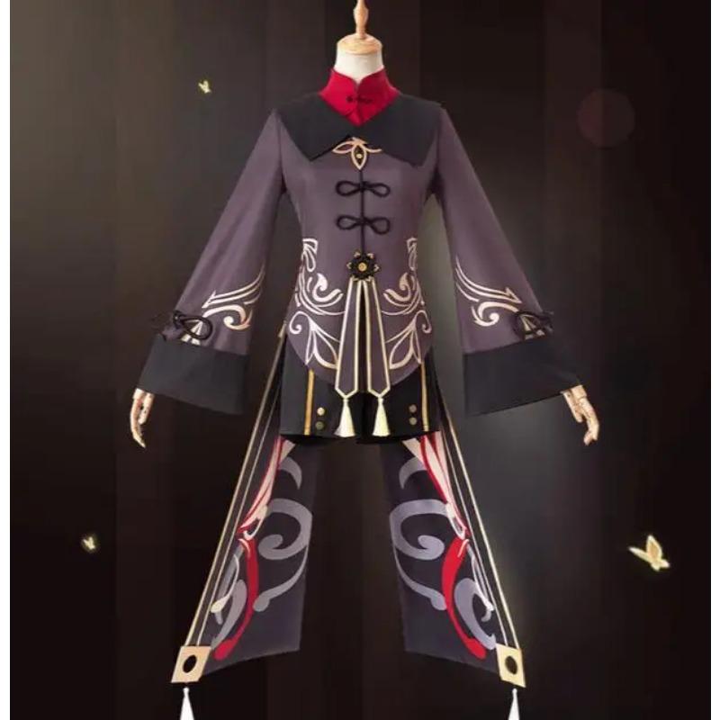 Genshin Impact Hu Tao Cosplay Costumes Women's Game Full Uniform Suits Hats and Accessories Halloween Hu Tao Wig Headgear