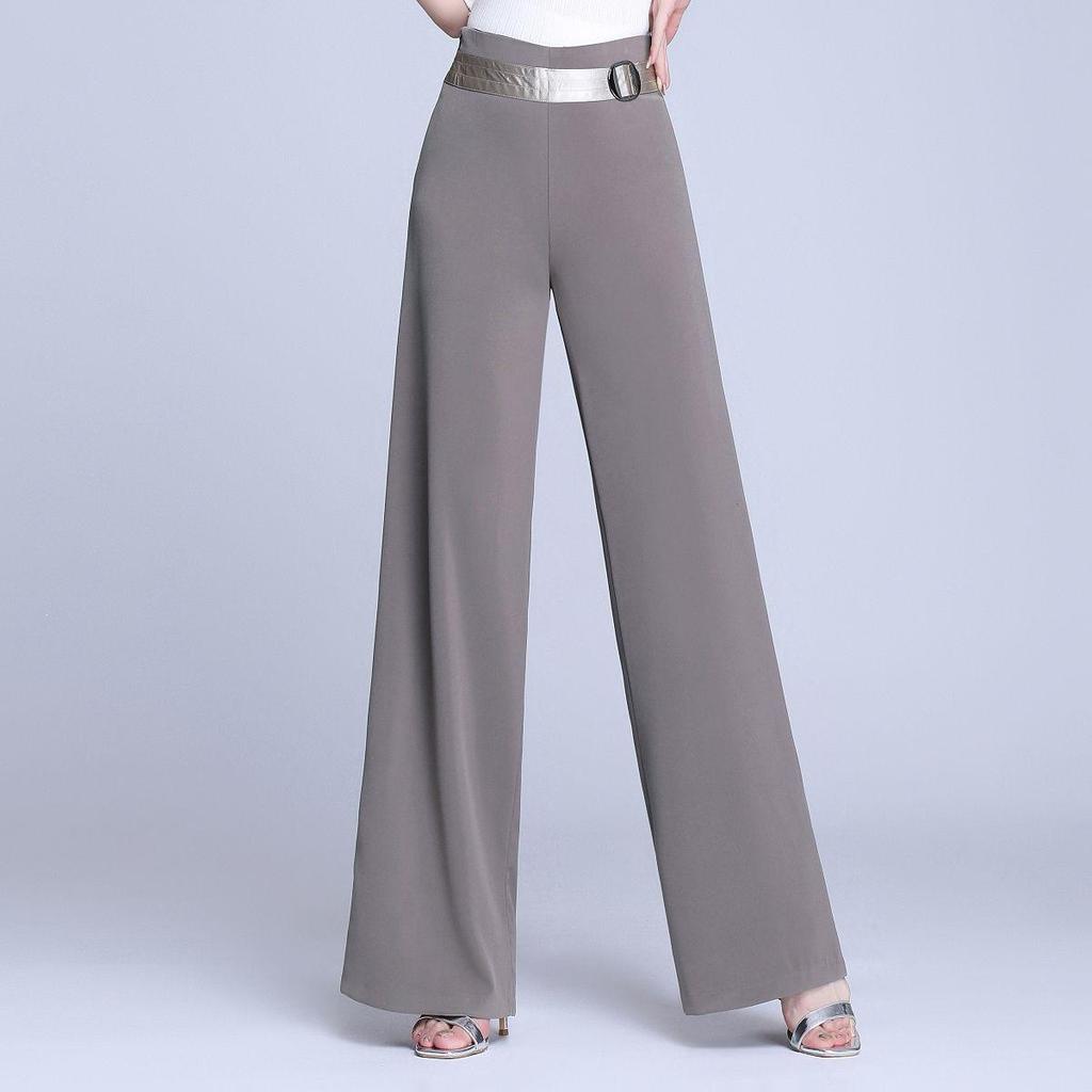 2026 Spring/Summer Women's High-Waisted Wide-Leg Casual Dance Pants - Non-Iron, Side Zip, Straight Leg Design