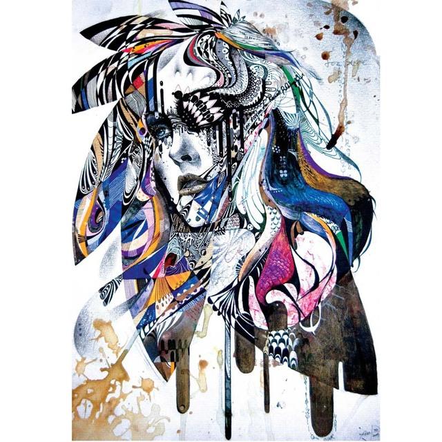 Artă de încredere Fată sexy Postere abstracte fluture floare pene stil nordic pânză pictură acasă perete pentru sufragerie fără cadru