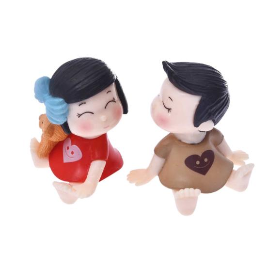 2ks Roztomilý Mašle Dívka Chlapec Milenci Mini Domeček pro panenky Mikro Krajina Miniaturní Ozdoby