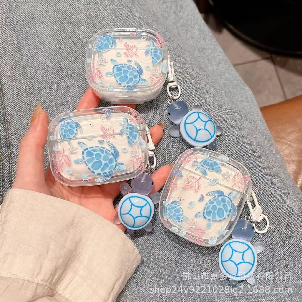 INS Blue Turtle Oval Earphone Cover Compatible with Apple AirPods 1st Gen AirPods Pro 1/1 Earphone Case
