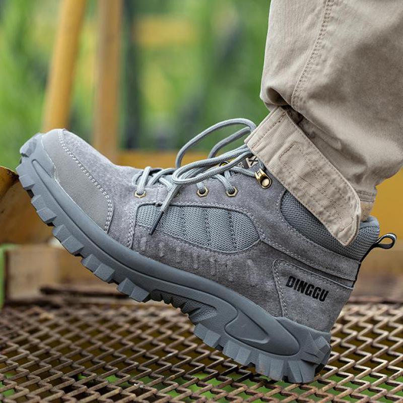 Fashion Steel Toe Work Boots for Men High Top Safety Shoes Waterproof Safety Boots Man Leather Winter Anti-slip Work Shoes Protective