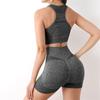 Ležérní Fitness Sportovní Ženy Vesta Crop Tops a šortky na jógu s vysokým pasem Dvoudílné sady Dámské jednoduché oblečení 30679