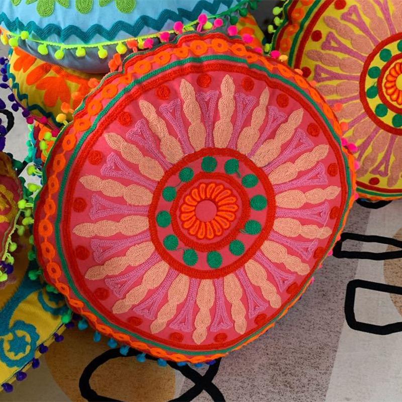 Bohemian Moroccan Cushion Ethnic Embroidery Futon Meditation Cushion Ottoman Bay Window Mat With Core Home Decor Floor Seat Pouf