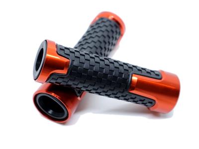 Beatus Aluminum & Rubber Handle Grip Motorcycle Bike 22.2mm Universal Left and Right Set Type B (Orange)