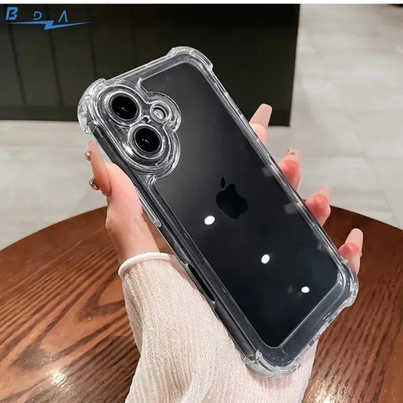 Luxury Shockproof Transparent Case For iPhone 17 16 15 14 Plus 13 12 11 Pro Max Soft Bumper Hard Acrylic Back Cases Cover