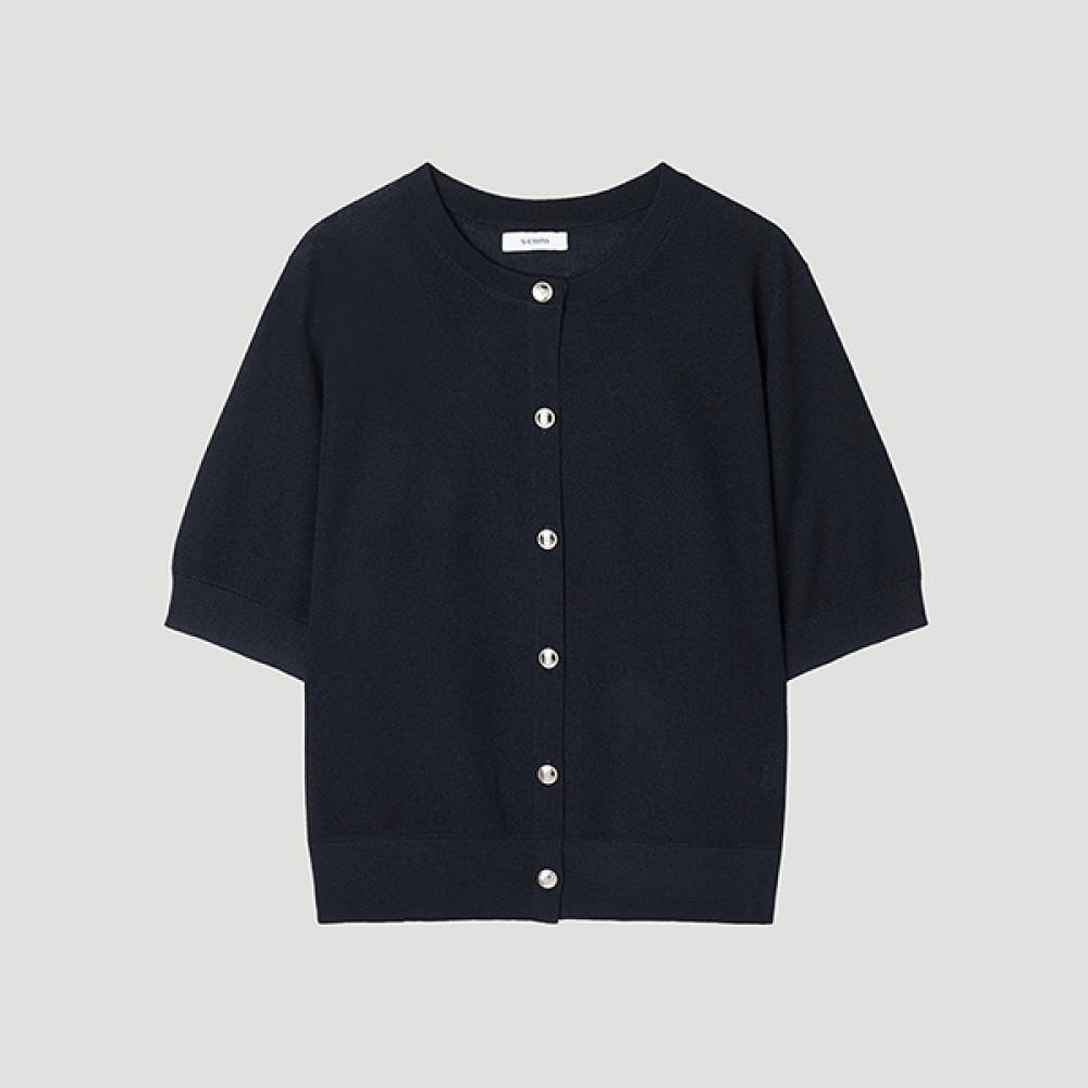 

[shs Miss] Round Neck Half Sleeve Cardigan Sskcdp22010 Dn DARK NAVY/55