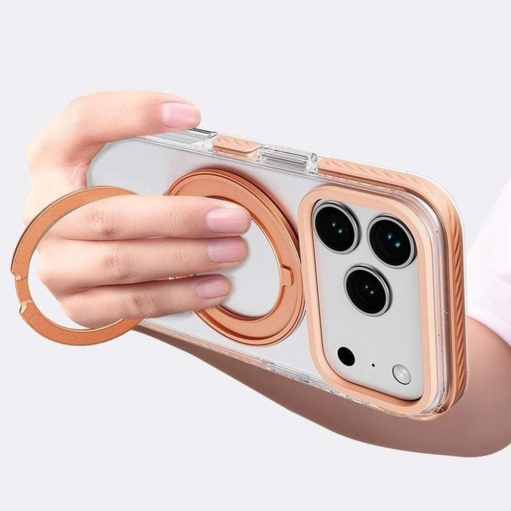 For iPhone 17 Pro Case Rotating Kickstand TPU + TPE Phone Cover Compatible with MagSafe