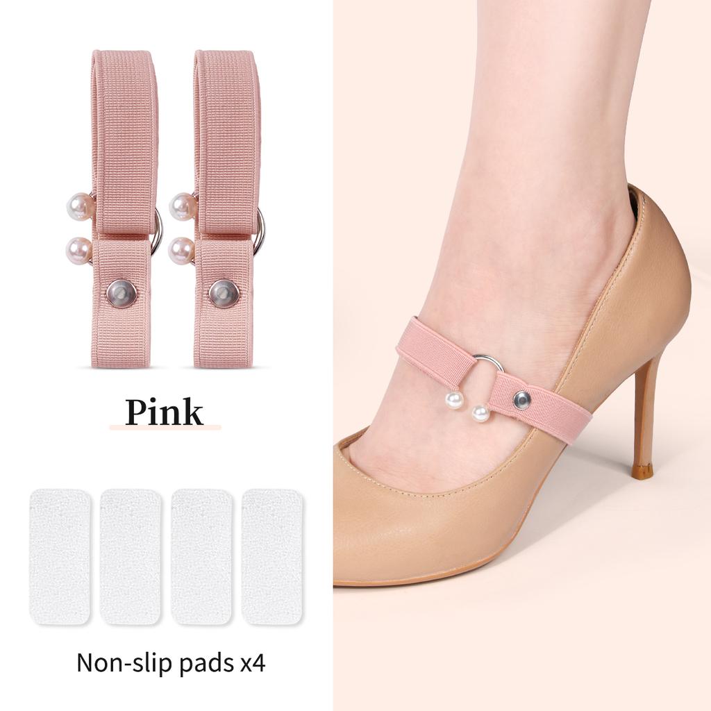 Women's High Heel Anti-slip-off Shoe straps Adjustable Elastic U-shaped Pearl Straps