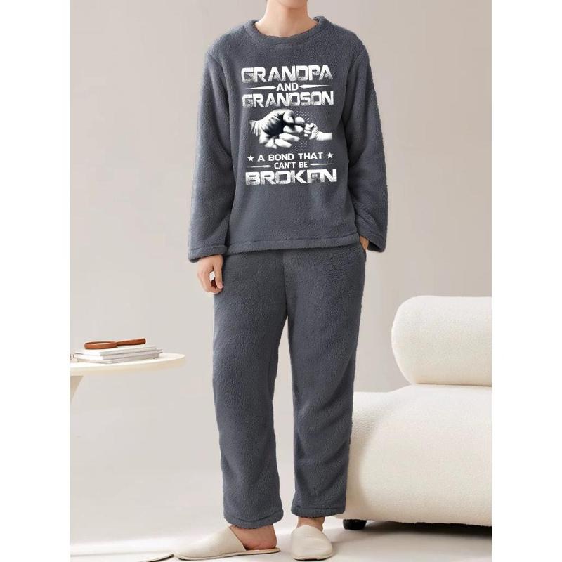 

Теплая и антистатичная, мужская фланелевая пижама-двойка XXL серый