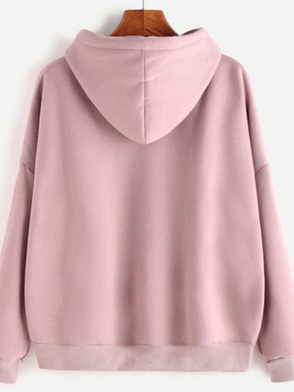 2023 Autumn/Winter European and American Solid Color Plus Velvet Long Sleeve Women's Hoodie
