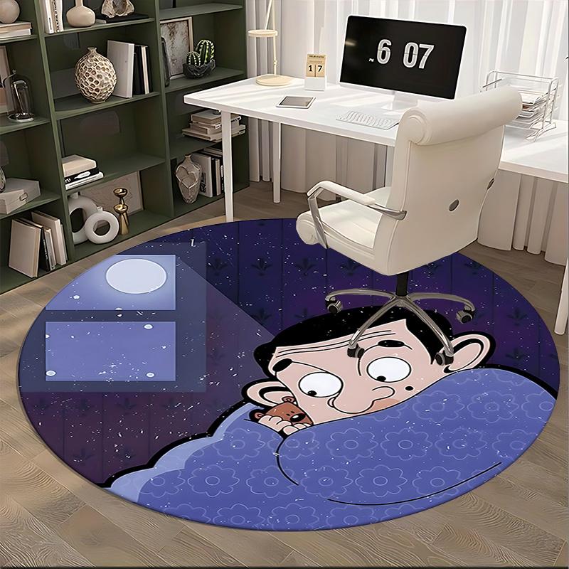 Mr. Bean Chair Mat Round Carpet - Home Decor, Sofa Rug, Office Mat, Gift for All Rooms0474b