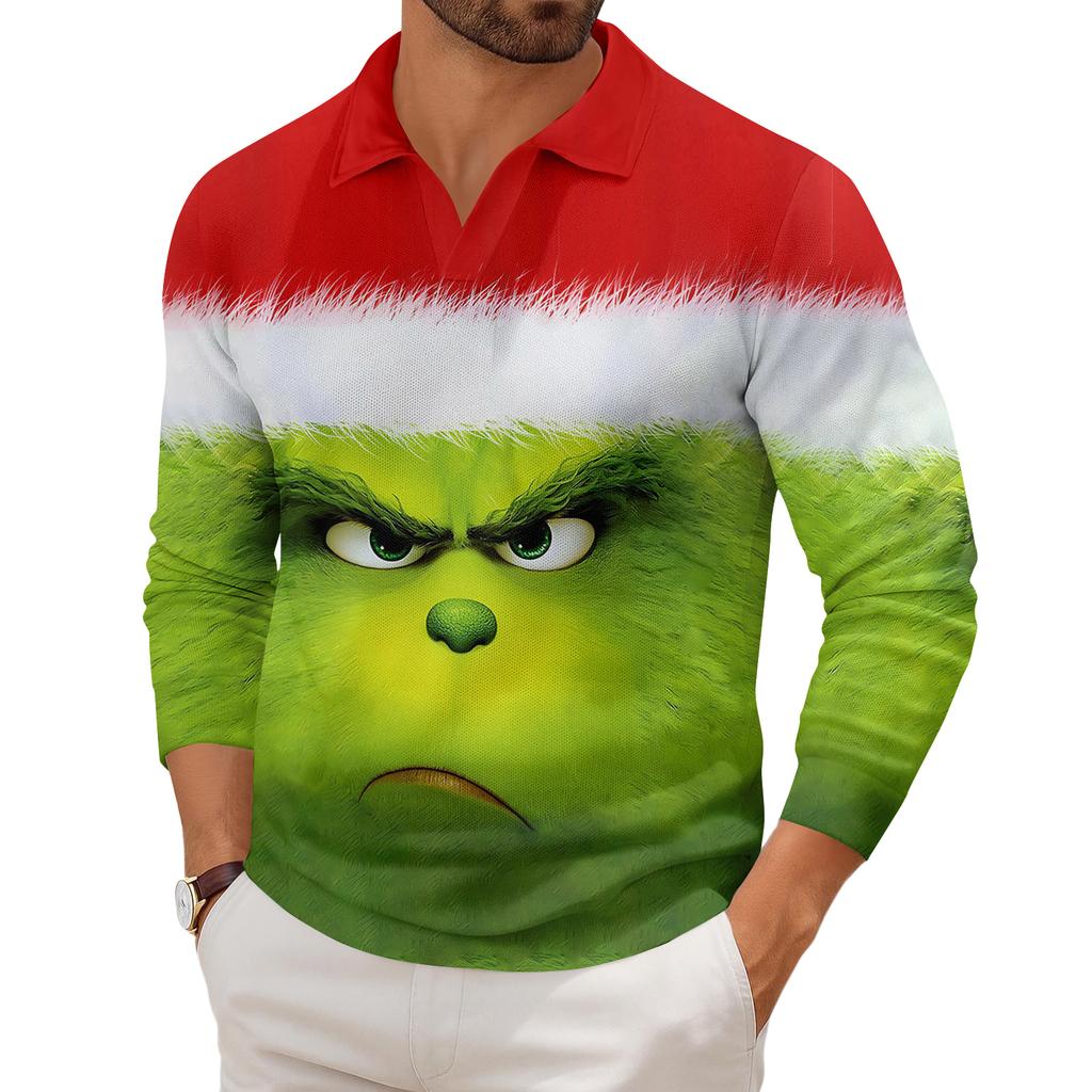 Men's Casual Collared Long-Sleeve Knit Base Layer Top