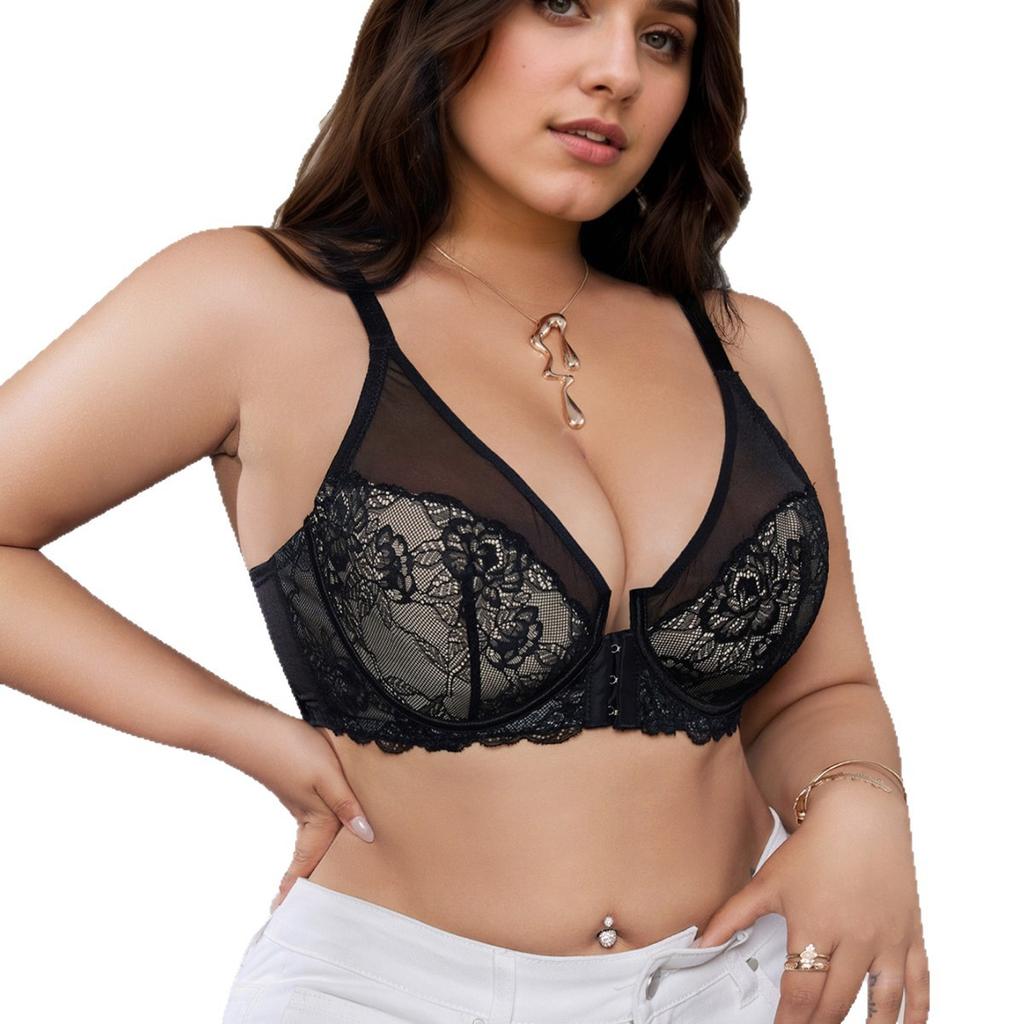 Seksowna Czarna Koronkowa Bielizna dla Kobiet, Biustonosz Push-up dla Małego Biustu, Zapobiegający Opadaniu i Zmniejszający Rozmiar Piersi