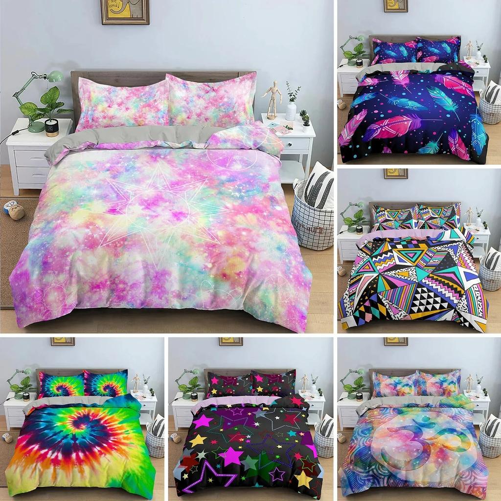 Bettwäsche-Set Luxus-Bettbezug mit Kissenbezug Steppdeckenbezug Queen King Size Bettwäsche Sternenhimmel Muster Full Bettdeckenbezug