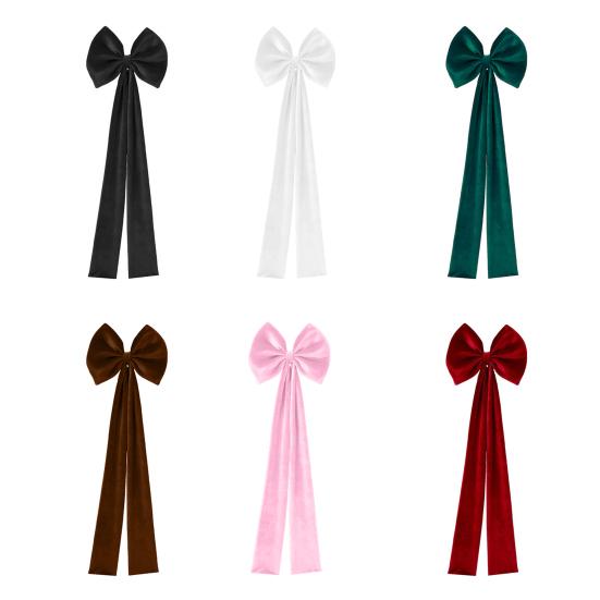 Christmas Chair Sashes Bows Large Velvet Chair Cover Back Tie Supplies for Christmas Banquet Home Wedding Event Holiday Party Decor