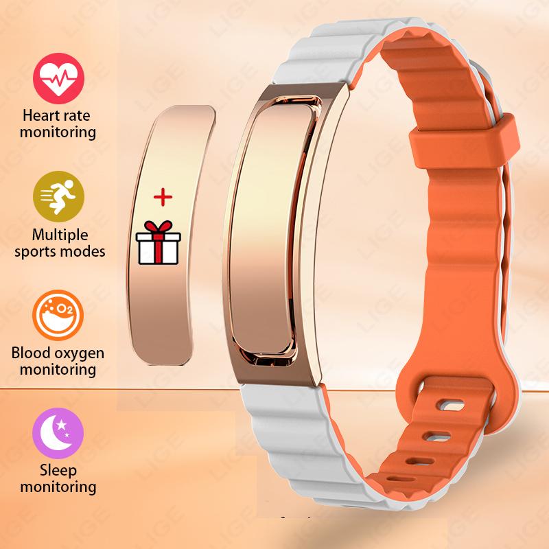 

New Sports Fitness Tracker Smart Band Bracelet Heart Rate Blood Oxygen Sleep Monitor Pedometer No Screen Smartwatch помаранчевий