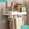 Kitchen Organizer White Wall Shelf Organizer Wall-Mounted Spice Rack Multifunctional Shelf Household Storage Kitchen Accessories