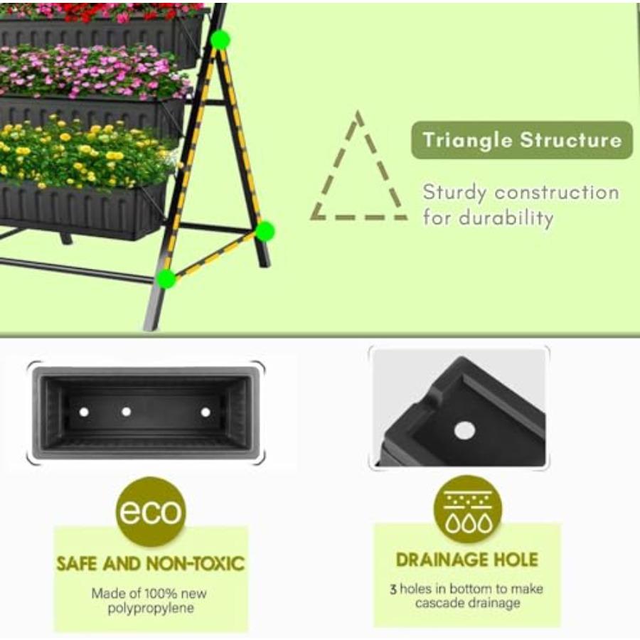 2 Pack Vertical Raised Garden Bed 5 Tiers Elevated Planter Box for Herbs Vegetables Flowers Garden Vertical Planter with Draina
