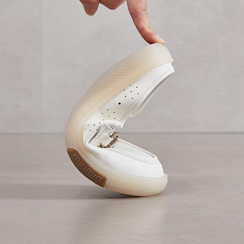 Baotou Slippers Women's 2025 Summer New Casual Versatile Cowhide Half-towed Soft Bottom Outer Wear Hollow Breathable Cool Slippers