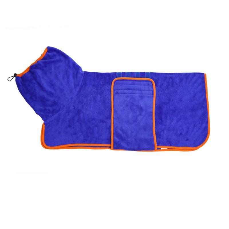 Quick-Dry Pet Hooded Towel Robe Dogs Large Breed Absorbent Coral Fleece Bath Wrap Blue Gray