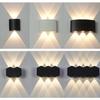 مصباح حائط LED خارجي داخلي 2 واط 4 واط 6 واط 8 واط 10 واط AC85-265 فولت لأعلى ولأسفل أبيض أسود إضاءة حديثة للمنزل الحديقة غرفة النوم الممر