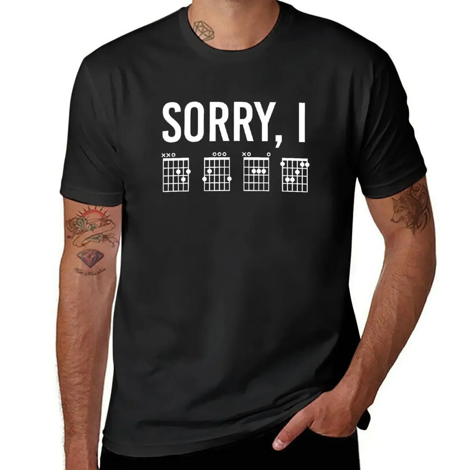 Sorry I Dont Care Funny Guitar Chord Hidden Message TShirt  Mens Cute SolidColored Top Musicthemed meme vibe S
