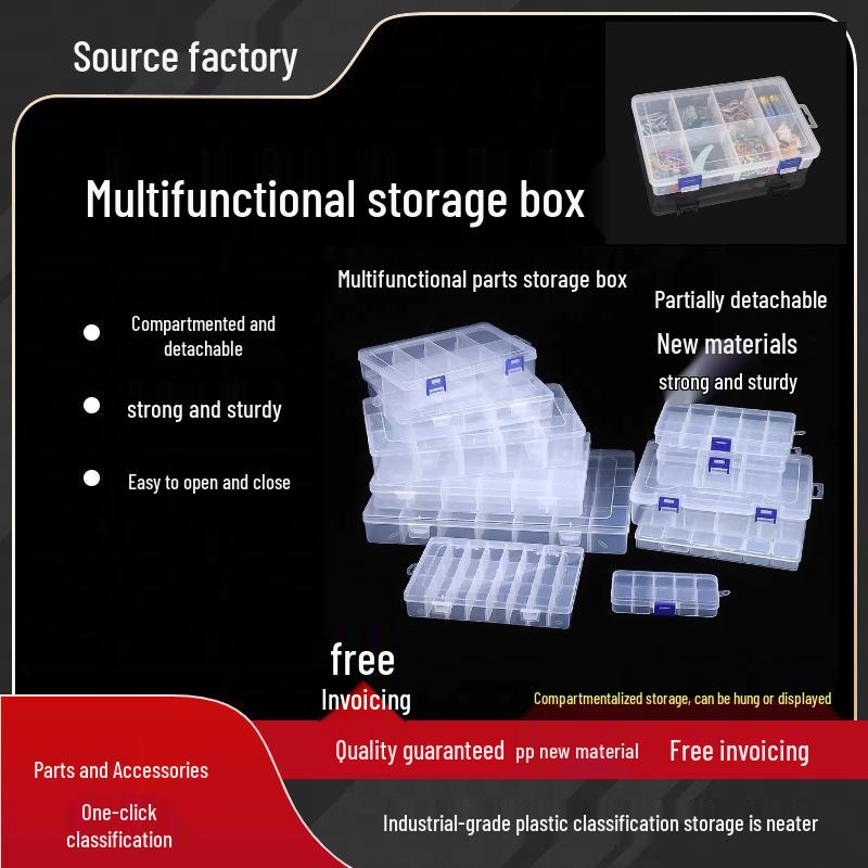 Transparent Compartmentalized Storage Box for Jewelry, Hardware, and Fishing Accessories