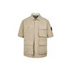 Solid Color Multi-Pocket Short Sleeve Shirt Jacket Men Jackets Camel 761542406-V0090