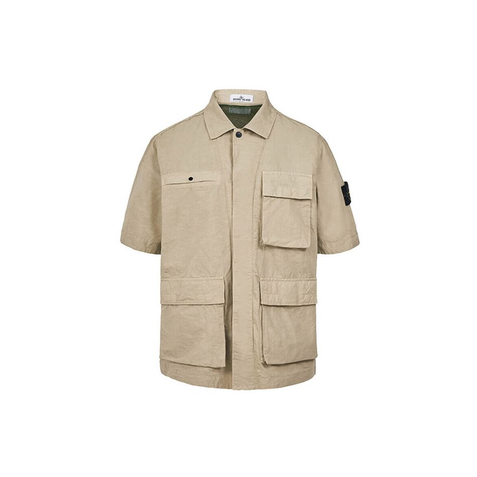 

Stone Island Solid Color Multi-Pocket Short Sleeve Shirt Jacket Men Jackets Camel 761542406-V0090 M