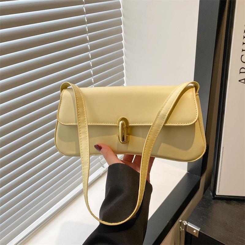 Beautiful Trend 2 New Fashion Retro Solid Color Portable Shoulder Underarm Bag Simple Versatile Bag